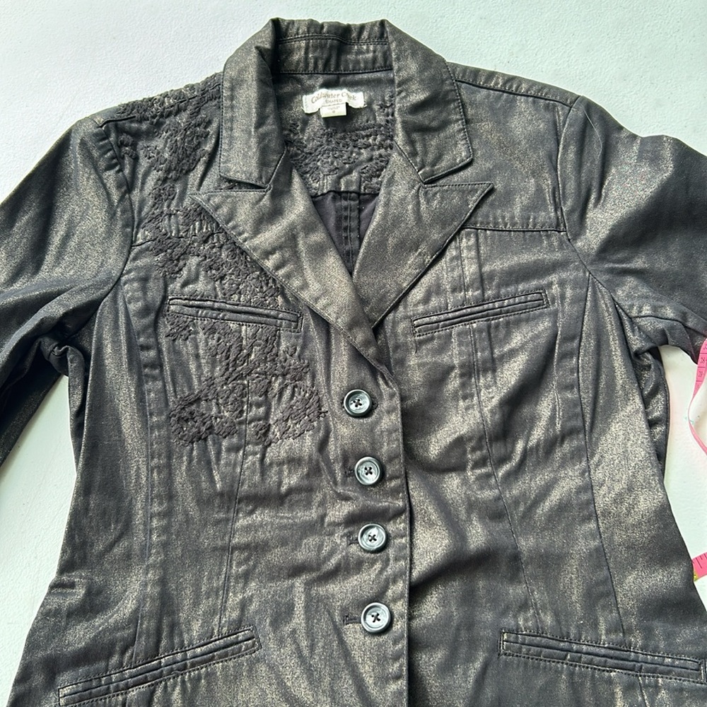 Size 8 Coldwater Creek Black Jacket Top - Picture 2 of 9